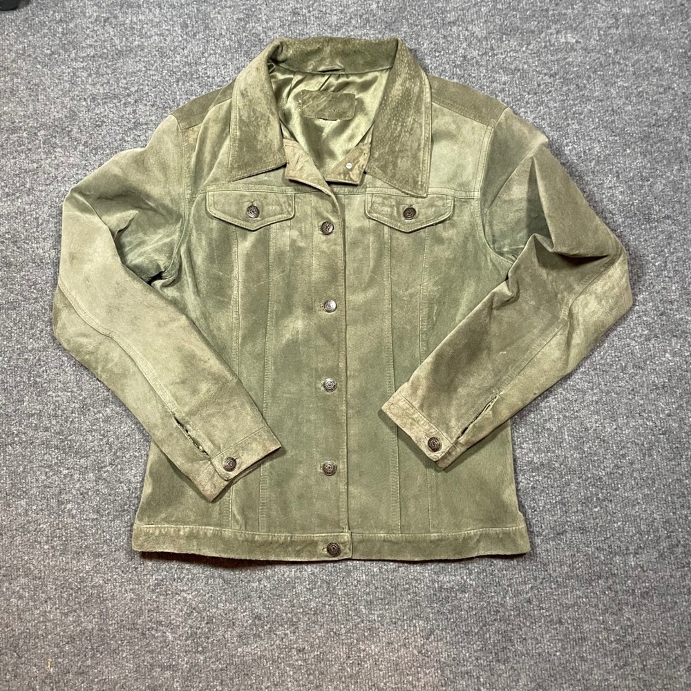 Womens Suede Jacket For Joseph Sage Green Small Olive Green Button Down